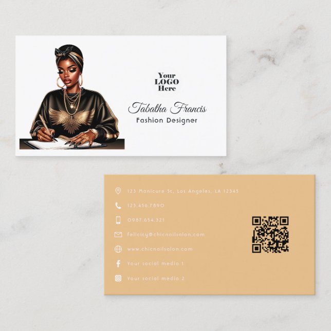 Tarjeta De Visita Audaz diseño de empoderamiento de mujeres negras a (Anverso / Reverso)
