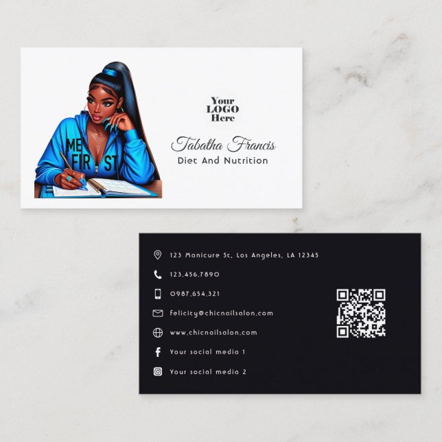 Tarjeta De Visita Audaz diseño de empoderamiento de mujeres negras a (Anverso / Reverso)
