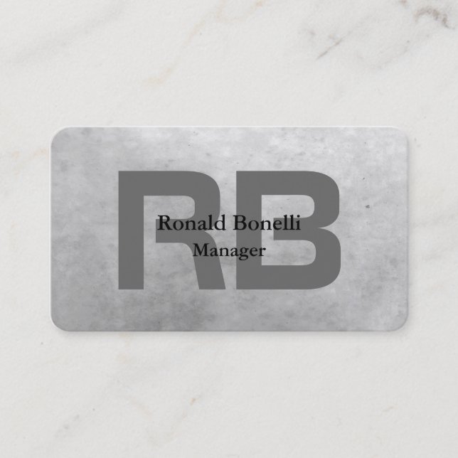 Tarjeta De Visita Audaz Gris Único Monograma Moderno (Anverso)