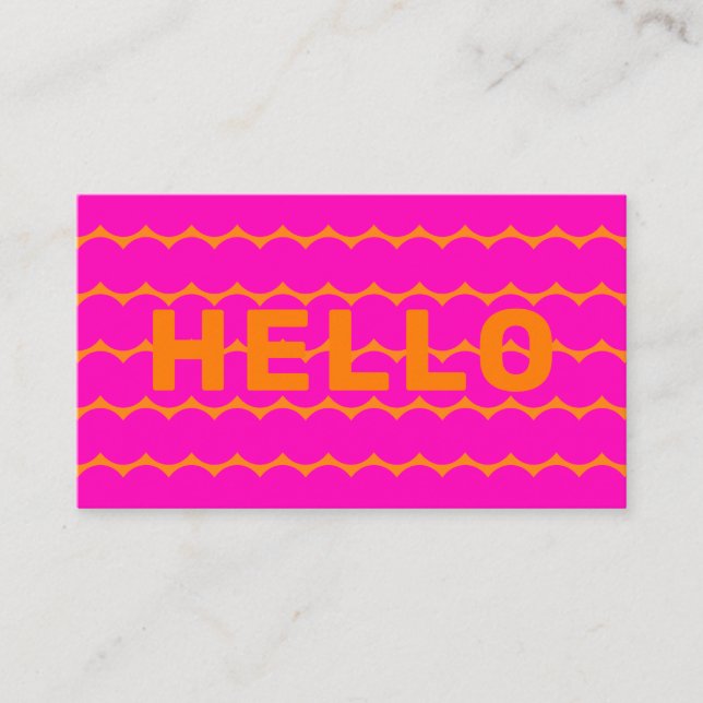 Tarjeta De Visita Audaz Groovy Squiggles Naranja brillante Hot Pink  (Anverso)