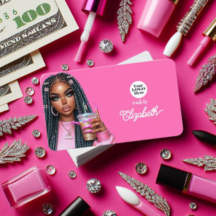 Tarjeta De Visita Audaz imagen de marca de belleza con vibra rosa ca