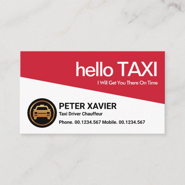 Tarjeta De Visita Audaz Impresionante Taxista Rojo Triángulo Taxi (Anverso)