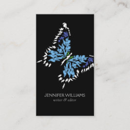 Tarjeta De Visita Audaz mariposa azul eléctrico pintada en negro