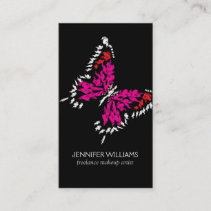 Tarjeta De Visita Audaz mariposa rosa pintada en negro