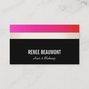 Tarjeta De Visita Audaz modernidad Hot Pink y Black Gold Striped