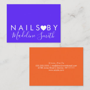 Tarjeta De Visita Audaz Neon Heart Makeup Artista Salón Nail