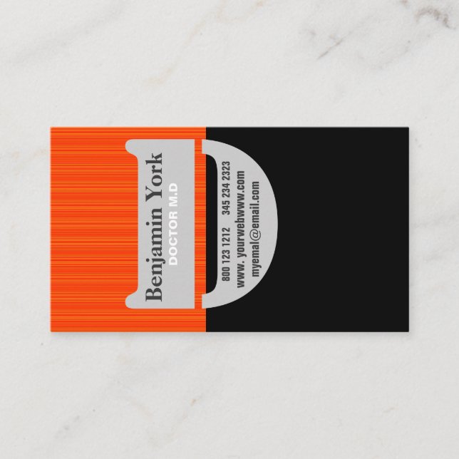 Tarjeta De Visita Audaz perfil de negocio de monograma urbano en neg (Anverso)