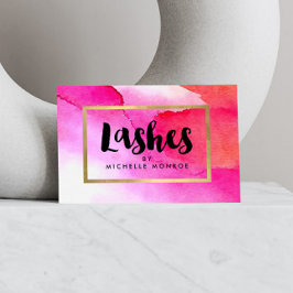 Tarjeta De Visita Audaz Salon de Extensiones Lash de acuarela Rosa