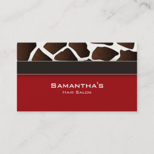 Tarjeta De Visita Audaz Salon Spa Business Card jirafa de moda rojo