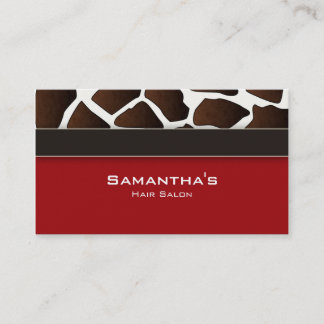 Tarjeta De Visita Audaz Salon Spa Business Card jirafa de moda rojo