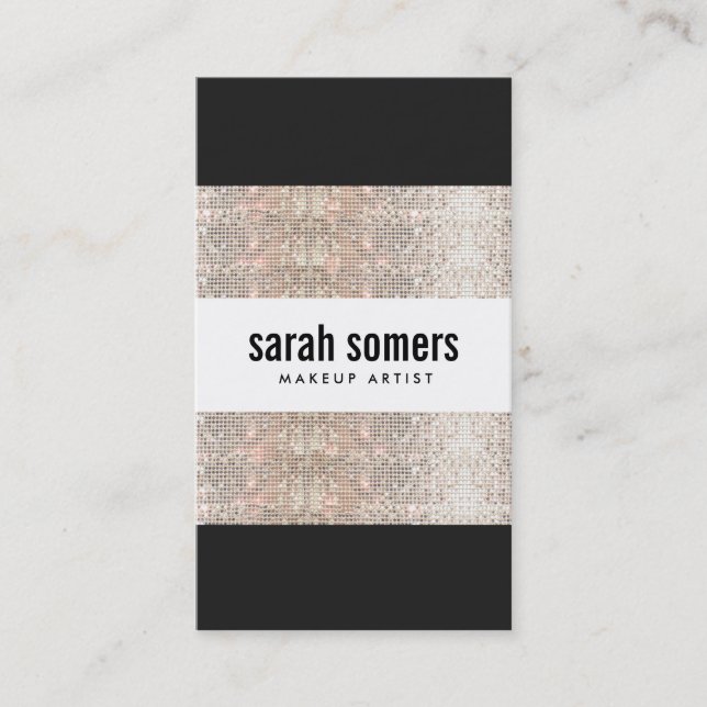 Tarjeta De Visita Audaz Serie Faux Silver en Salón de Belleza (Anverso)