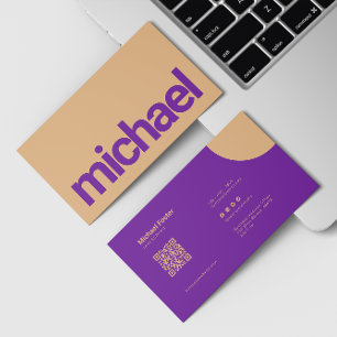 Tarjeta De Visita Audaz Simplicidad Purple & Peach Scancode