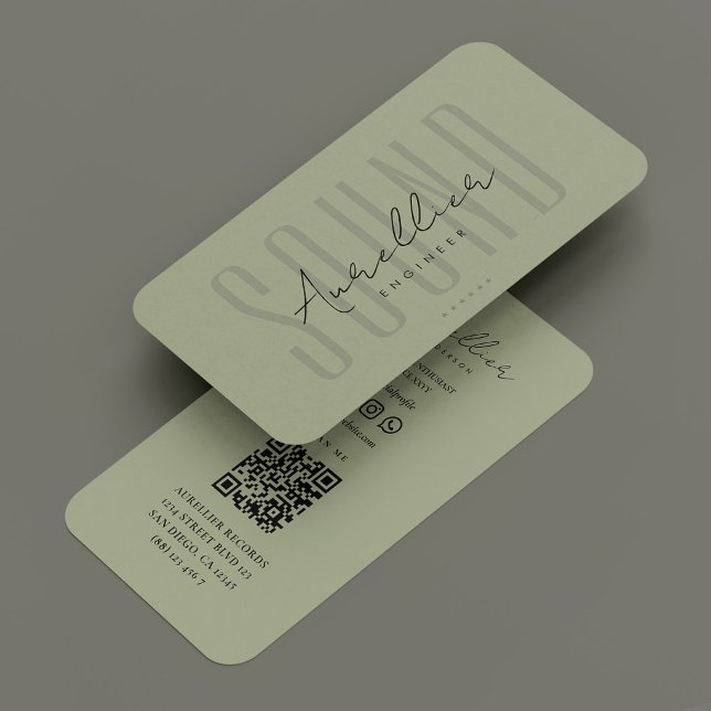 Tarjeta De Visita Audiólogo de Ingeniería Sonora Moderna Sage Green (Modern Sound Engineer Audiologist Sage Green Business Card
)