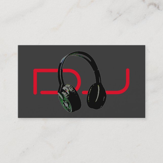 Tarjeta De Visita Auricular de fondo gris rojo con estilo DJ (Anverso)