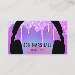 Tarjeta De Visita Auriculares con DJ en goteo de purpurinas