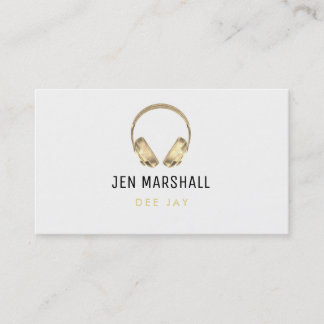 Tarjeta De Visita Auriculares con efecto dorado DJ
