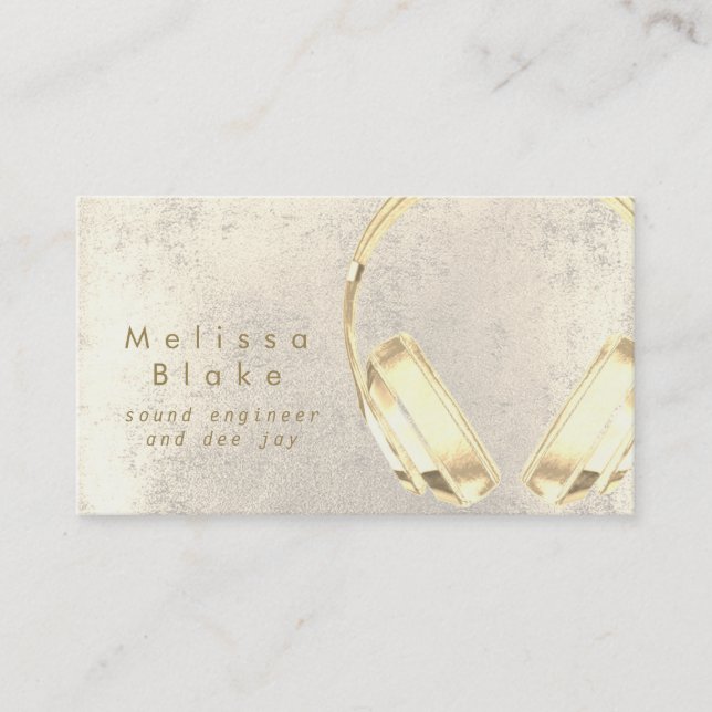 Tarjeta De Visita auriculares con micrófono de sonido dejay faux (Anverso)