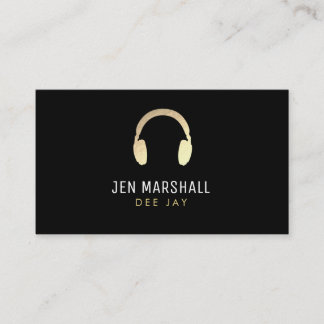 Tarjeta De Visita Auriculares con Relieve metalizado de oro de DJ