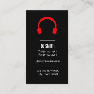 Tarjeta De Visita Auriculares de Dj Music Black White