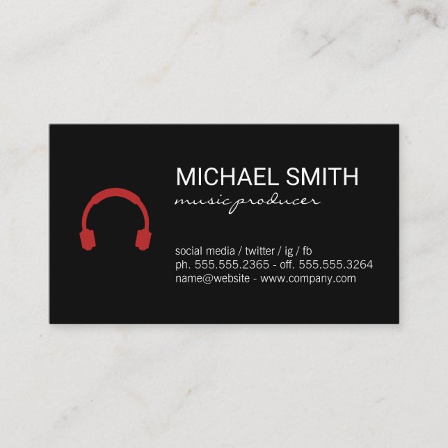 Tarjeta De Visita Auriculares de música (Anverso)