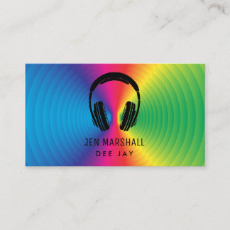 Tarjeta De Visita Auriculares de música con colores prismáticos de D