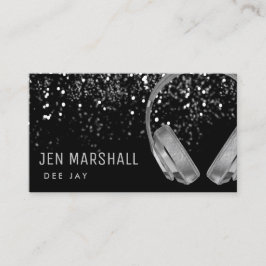 Tarjeta De Visita Auriculares de música DJ faux de Relieve metalizad