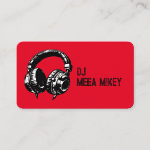 Tarjeta De Visita Auriculares de Música Negra Baile Fiesta de Cumple