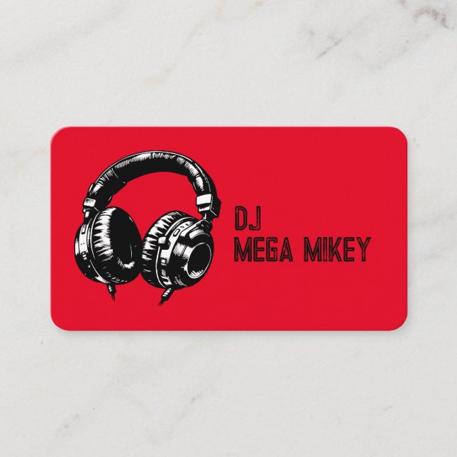 Tarjeta De Visita Auriculares de Música Negra Baile Fiesta de Cumple (Anverso)