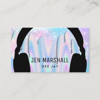 Tarjeta De Visita Auriculares DJ diseño iridiscente falso