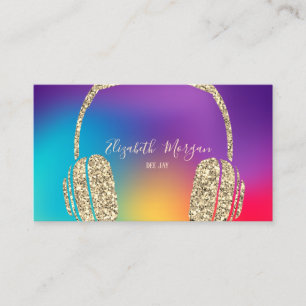 Tarjeta De Visita Auriculares DJ Dorado Brillante Holográfico Colori