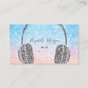 Tarjeta De Visita Auriculares DJ Elegantes Modernos con Brillo Bokeh