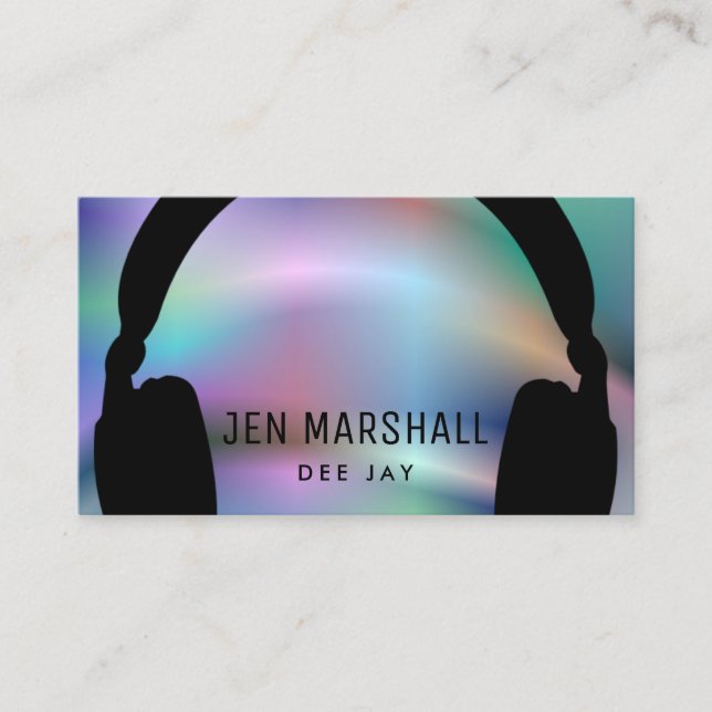 Tarjeta De Visita Auriculares DJ en falso holográfico (Anverso)