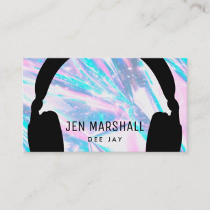 Tarjeta De Visita Auriculares DJ en falso holográfico
