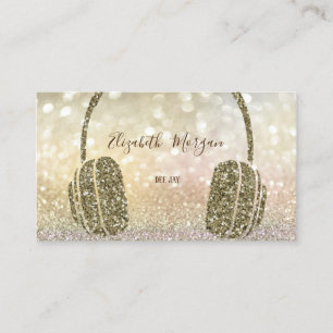 Tarjeta De Visita Auriculares Elegan Glitter DJ Bokeh