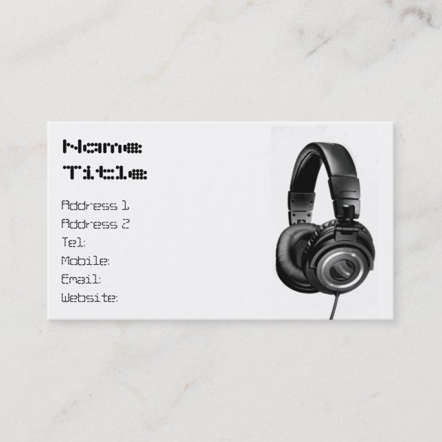Tarjeta De Visita Auriculares en White-01 (Anverso)