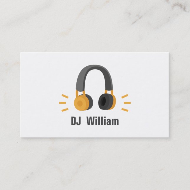 Tarjeta De Visita Auriculares grises naranja DJ Disc Jockey (Anverso)