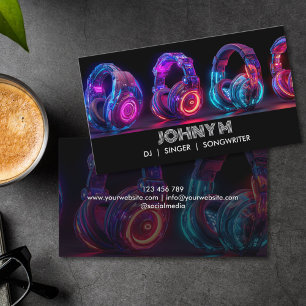 Tarjeta De Visita Auriculares modernos DJ Compositor Música Cantante