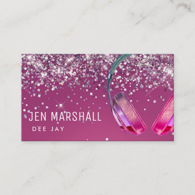 Tarjeta De Visita Auriculares púrpura DJ (Anverso)