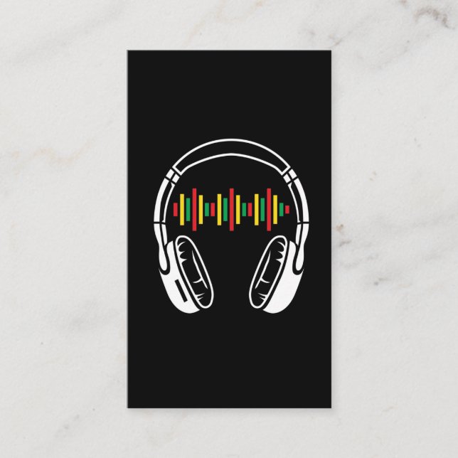 Tarjeta De Visita Auriculares Reggae Music Lover Rastafari Jamaica (Anverso)