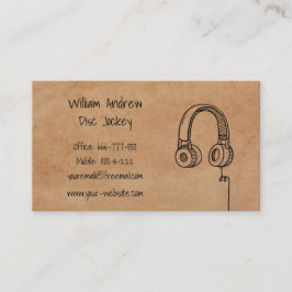 Tarjeta De Visita Auriculares simples Doodle DJ Faux Textura