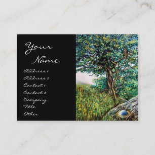 Tarjeta De Visita AURORA / ÁRBOL MÁGICO, verde, azul, negro