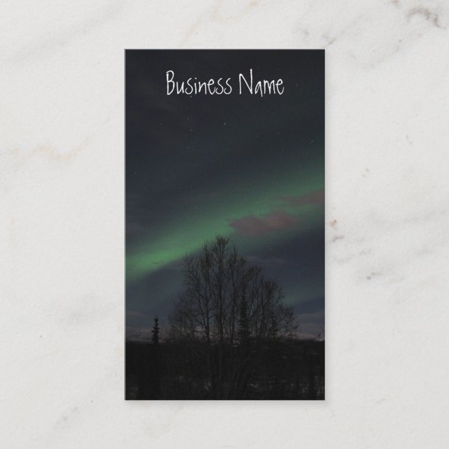 Tarjeta De Visita Aurora boreal en bosque boreal (Anverso)