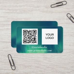 Tarjeta De Visita Aurora Borealis Redes sociales QR Código Verde
