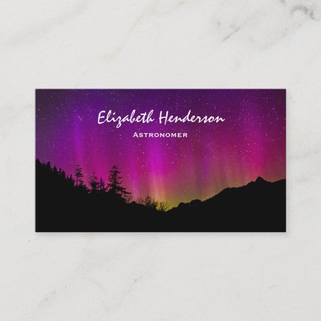 Tarjeta De Visita Aurora Borealis Starry Night Sky (Anverso)