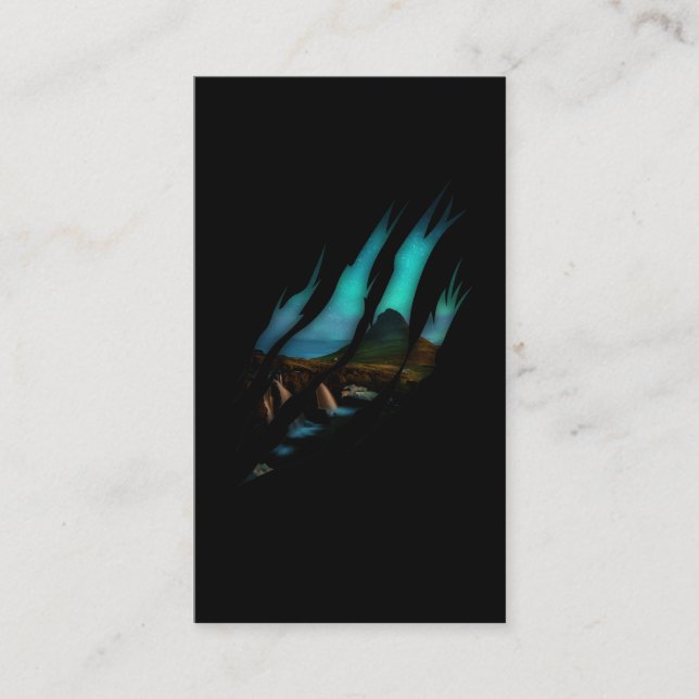 Tarjeta De Visita Aurora Borealis Torn Alaska Noche (Anverso)