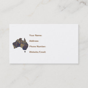 Tarjeta De Visita Australia Mapa Doodle Tan Azul Rojo
