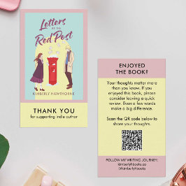 Tarjeta De Visita Author Book Review Request Card QR Code Pastel