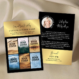 Tarjeta De Visita Author Book Series Photo Collage Black & Gold