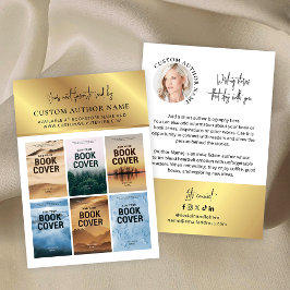 Tarjeta De Visita Author Book Series Photo Collage White & Gold