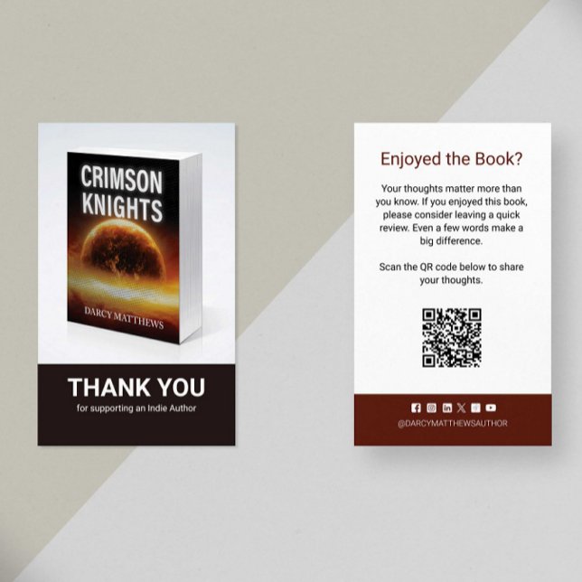 Tarjeta De Visita Author Review Request Card QR Code Book Launch (Subido por el creador)